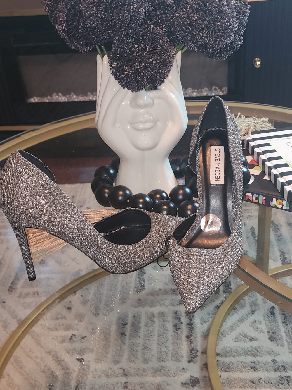 Steve Madden Silver Glitter Pointed-Toe Stiletto Pumps